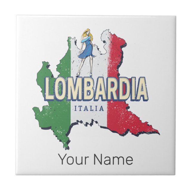 Lombardia Itália Retro Região Mapa Vintage Souveni (Frente)