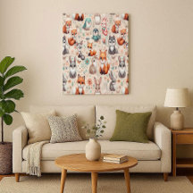Lona de Berço Boho Aquarela Raposa Florestal Coelh