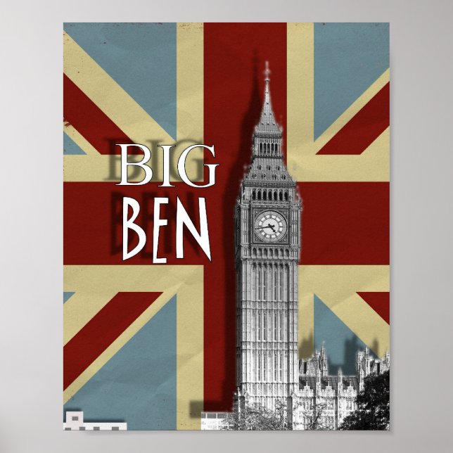 London Big Ben Union Jack Modern Wall Art Poster (Frente)