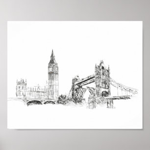 London city illustration poster