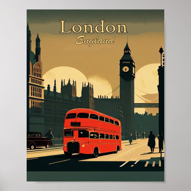 London England Minimalist Vintage Art Poster (Frente)