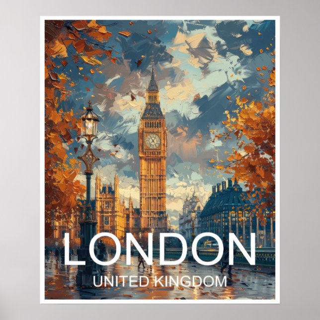 London England Poster de viagens Art Impressão Pos (Frente)
