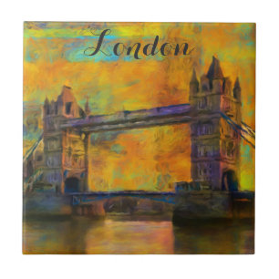 London England Tower Bridge Colorful Abstrato