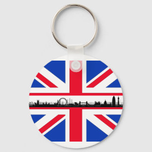 London Eye Skyline Union Jack Flag Chaveiro