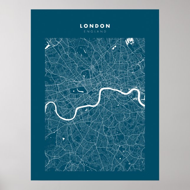 London Map Impressão, Poster Paper Dark Blue (Frente)
