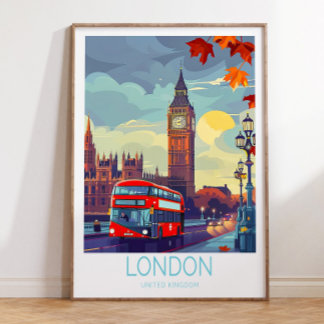 London Poster de viagens, Reino Unido Viagem Wall