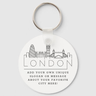 London Stylized Skyline   Chaveiro de Slogan Perso