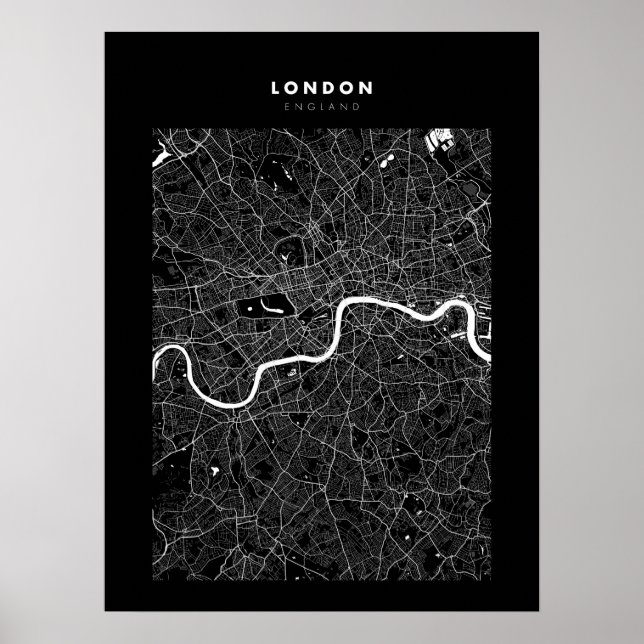 London - United Kingdom Dark City Map Poster (Frente)