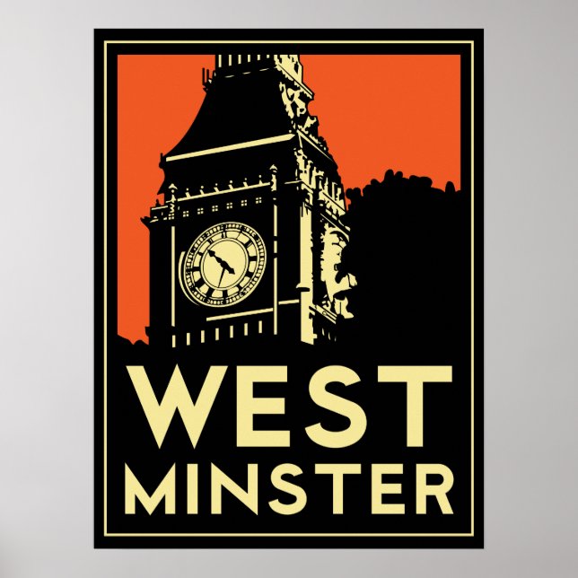 london westminster england art deco retro poster (Frente)