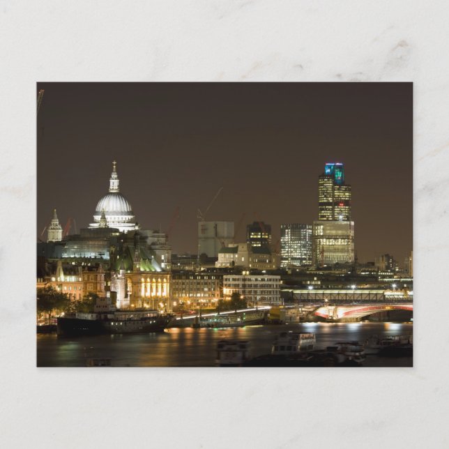 Londres, Inglaterra no cartão postal noturno (Frente)