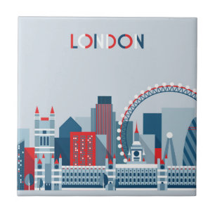 Londres, Inglaterra skyline vermelha, branca e