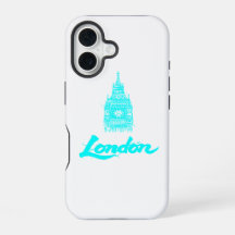 Londres Neon Ciano Big Ben Esboço Moderno Preto