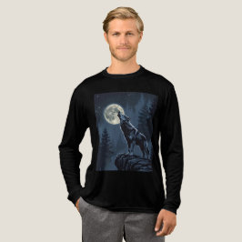 Lone Wolf Howling at the Moon Night Forest Art
