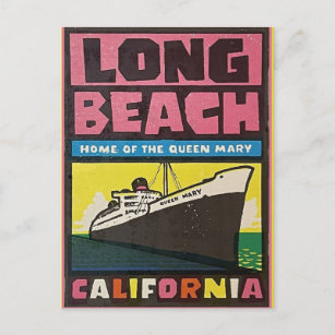 Long Beach, Cartão postal de Viagens vintage da Ca