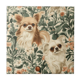 Long Haired Chihuahuas William Morris estilo flora
