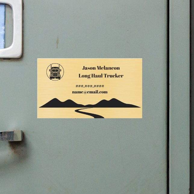 Long Haul Trucker Gold Truck Road Mountain Magnet (Criador carregado)