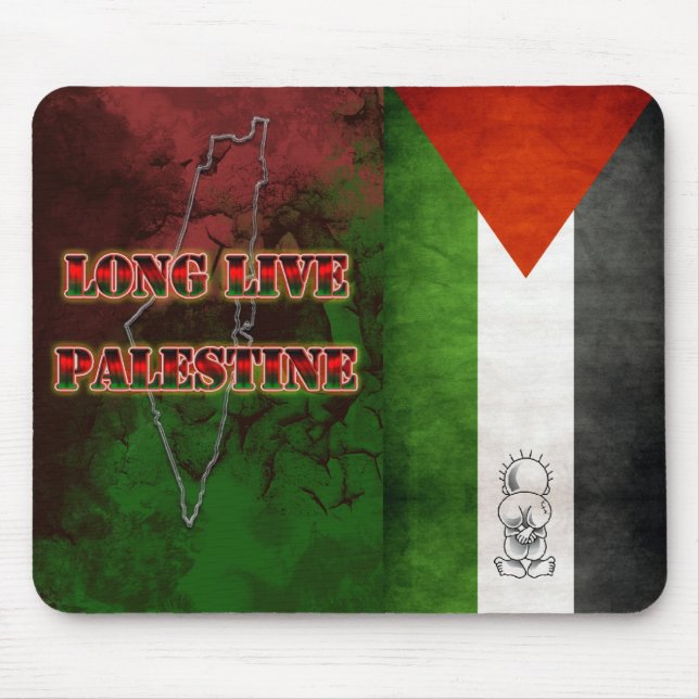Long Life Palestine Flag Grunge Mousepad (Frente)