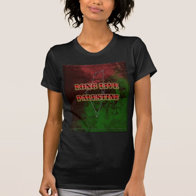 Longa vida na Palestina aflita camiseta feminina (Frente)