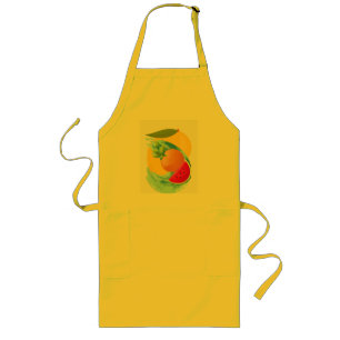 Longo Avental amarelo com logotipo de frutas