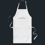 Longo avental de adulto do nome de script Personalizado<br><div class="desc">Faça uma declaração de na moda no seu ateliê de sucesso botânico ou classe de cozinhar com o nosso elegante "Adulto de Nome de Script Personalizado Verde"! Projetados para impressionar, esses prótons personalizados são o dom perfeito para encantar seus convidados e deixar uma impressão duradoura. O avental apresenta uma cor...</div>