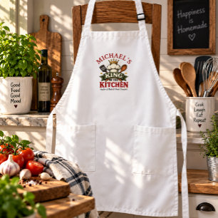 Longo Avental de Chef Engraçado Personalizado Rei da Coz