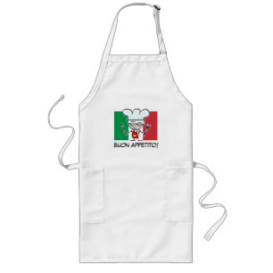 Longo Avental de churrasco de chef italiano com a bandei