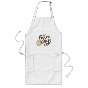 Longo Avental de Cozinha de Café com Gato Fofo