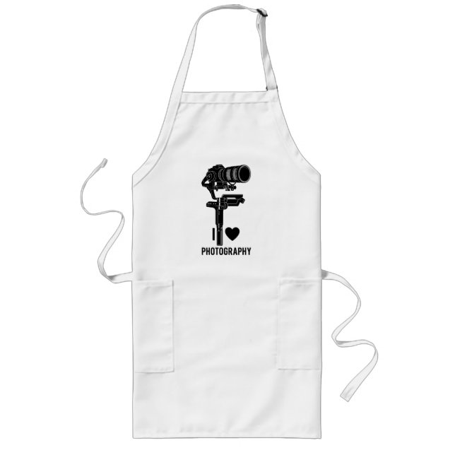 Longo Avental de Cozinha Gráfico de Câmera para Amantes  (Frente)
