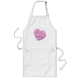 Longo Avental de Dia dos Namorados Pink Heart Amore XOXO