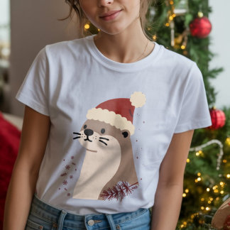 Lontra fofa com chapéu de Natal, Animal de Festa