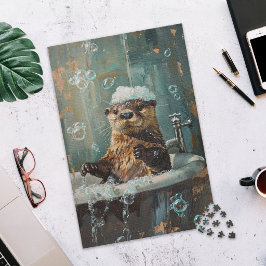 Lontra Fofa no Banho de Espuma Quebra-Cabeça