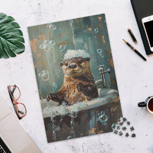 Lontra Fofa no Banho de Espuma Quebra-Cabeça