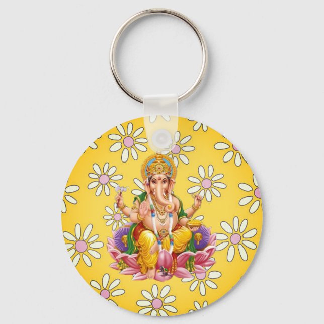 Lord Ganesh Divine Yellow chaveiro (Frente)