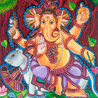 Lord Ganesh Mural Painting Stretch Canvas Print