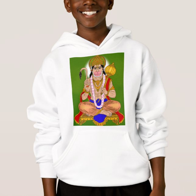 Lord Hanuman Hoodie – Winter Wear & Spiritual Fash (Frente)