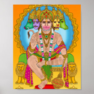 Lord Hanuman Poster   Poderoso Hindu Devta Hanuman