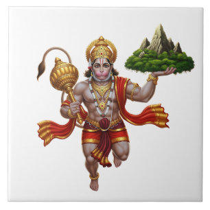 Lord Hanuman Voando Levantando Montanha