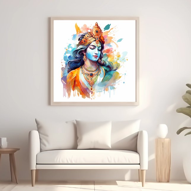 Lord Krishna poster Watercolor Krishna poster (Criador carregado)