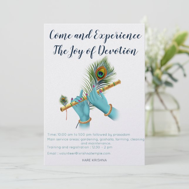 Lord Krishna Volunteer convite (Em pé/Frente)