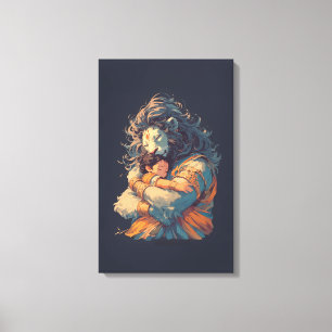 Lord Narasimha Hugging Prahlada Canvas Wall Art