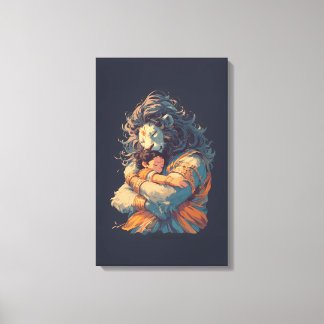 Lord Narasimha Hugging Prahlada Canvas Wall Art