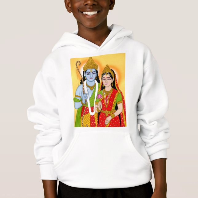 Lord Sitaram Hoodie – Spiritual Wear for Devotees (Frente)
