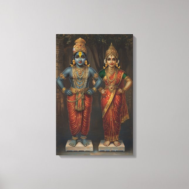 Lord Vitthal e Rakhumai Devi Canvas Wall Art (Frente)