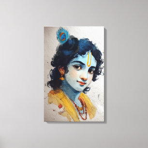 Lorde Krishna Retrato Canvas Wall Art