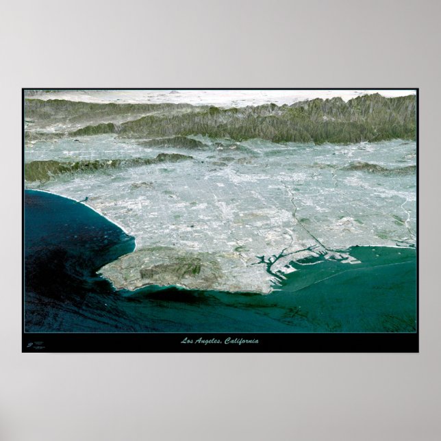 Los Angeles, CA Perspective I mapa de impressão po (Frente)