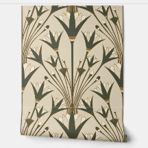 Lótus Art Déco - Lótus com Conchas - Marrom e Verd