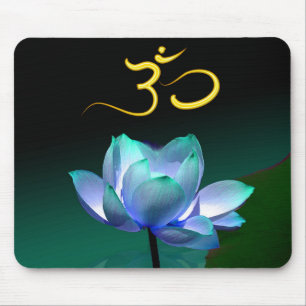 Lotus Azul no cheio com Om, mouse pad