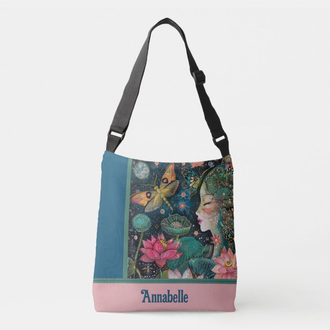 Lotus Blossoms Crossbody Tote Bag (Frente)