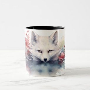Lótus De Raposa Branca Na Caneca De Água