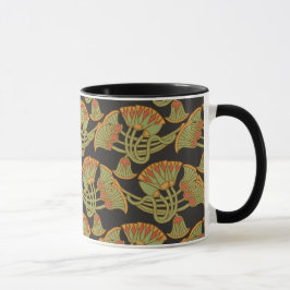 Lotus e Papyrus egípcios na caneca preta de café
